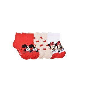 Mickey & Minnie Toddler Ankle Valentines Socks 3‑Pack
